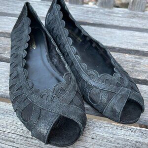 Donald J Pliner Elama Open toe Flats Women's, Black Balletcore Mesh, Size 8 1/2